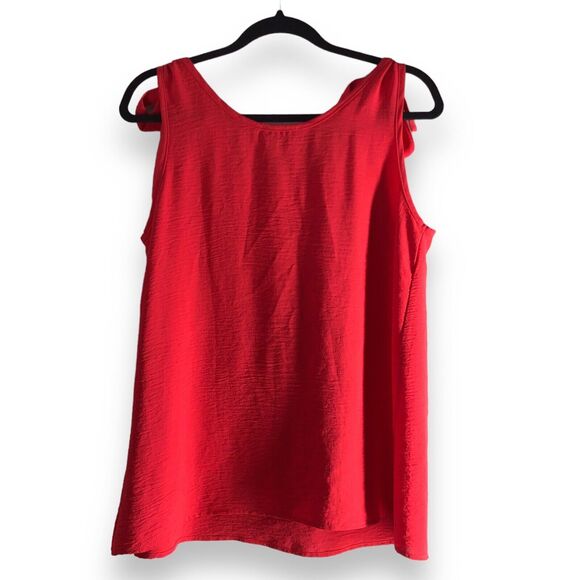 Jodifl Womens Size Medium Coral Pink Blouse Tie Strap Tank Crinkle Fabric Flowy - Picture 2 of 12